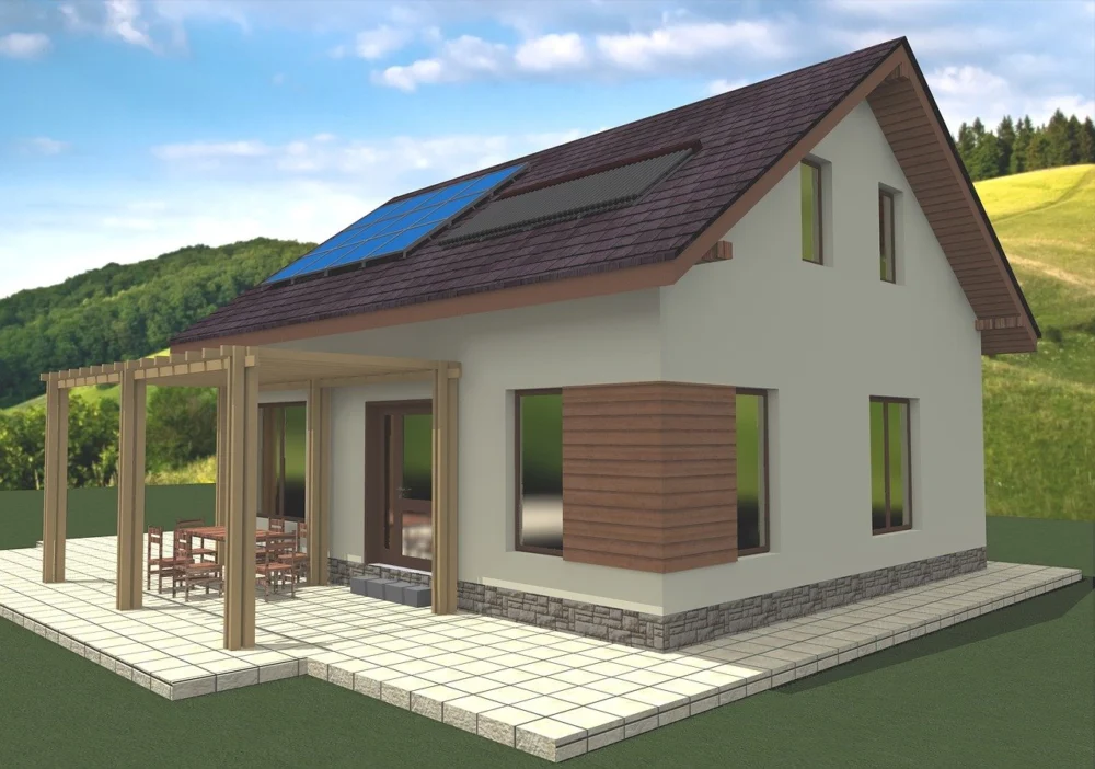 Una imagen de una casa con paneles solares en el techo, para ilustrar cómo instalar paneles solares en casa.